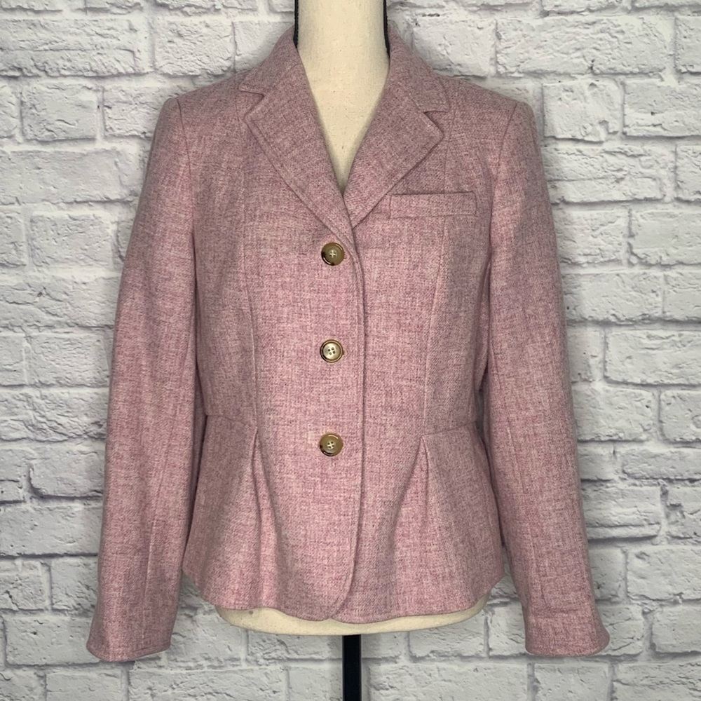 Talbots Pink Wool Button Down Blazer